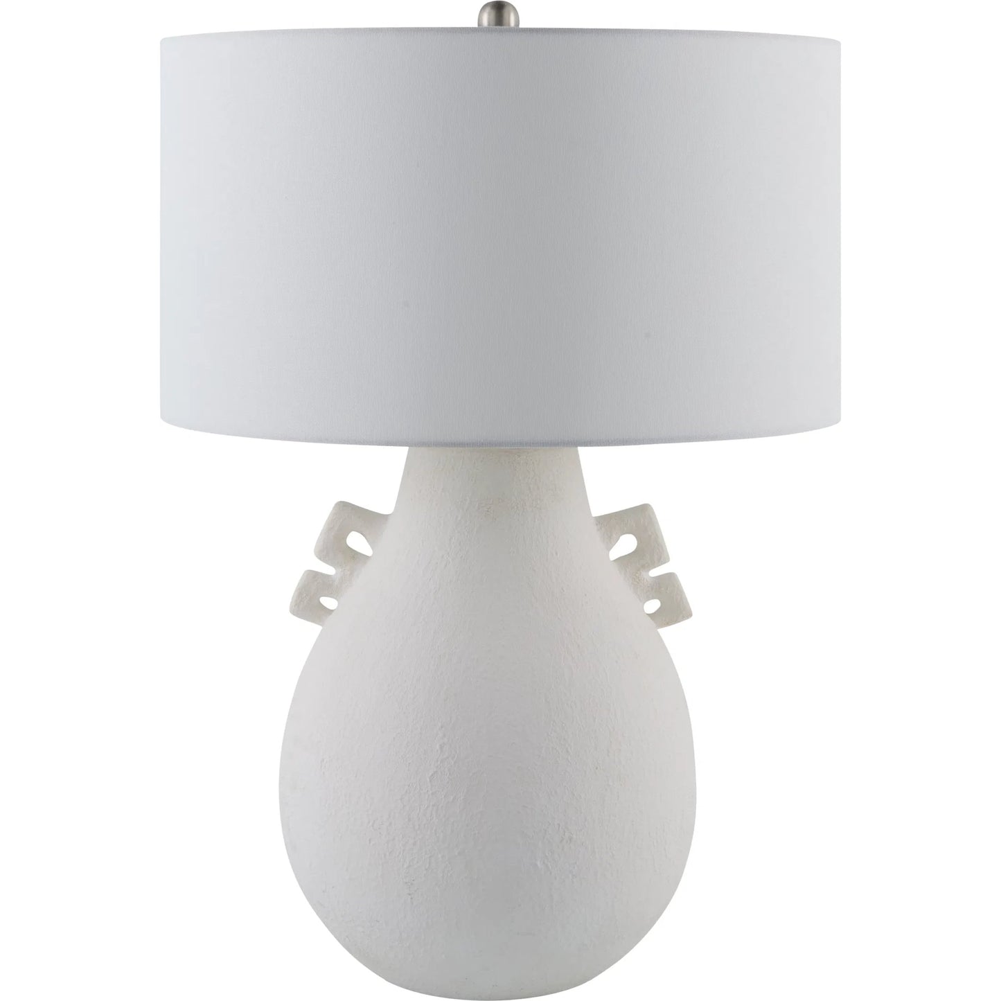 001 SI-2245211 | Primary Silo | Ussel Accent Table Lamp by Surya in translucent, metallic nickel, white, cream and glazedplated. Made from ceramic, linen, iron in a modern style.