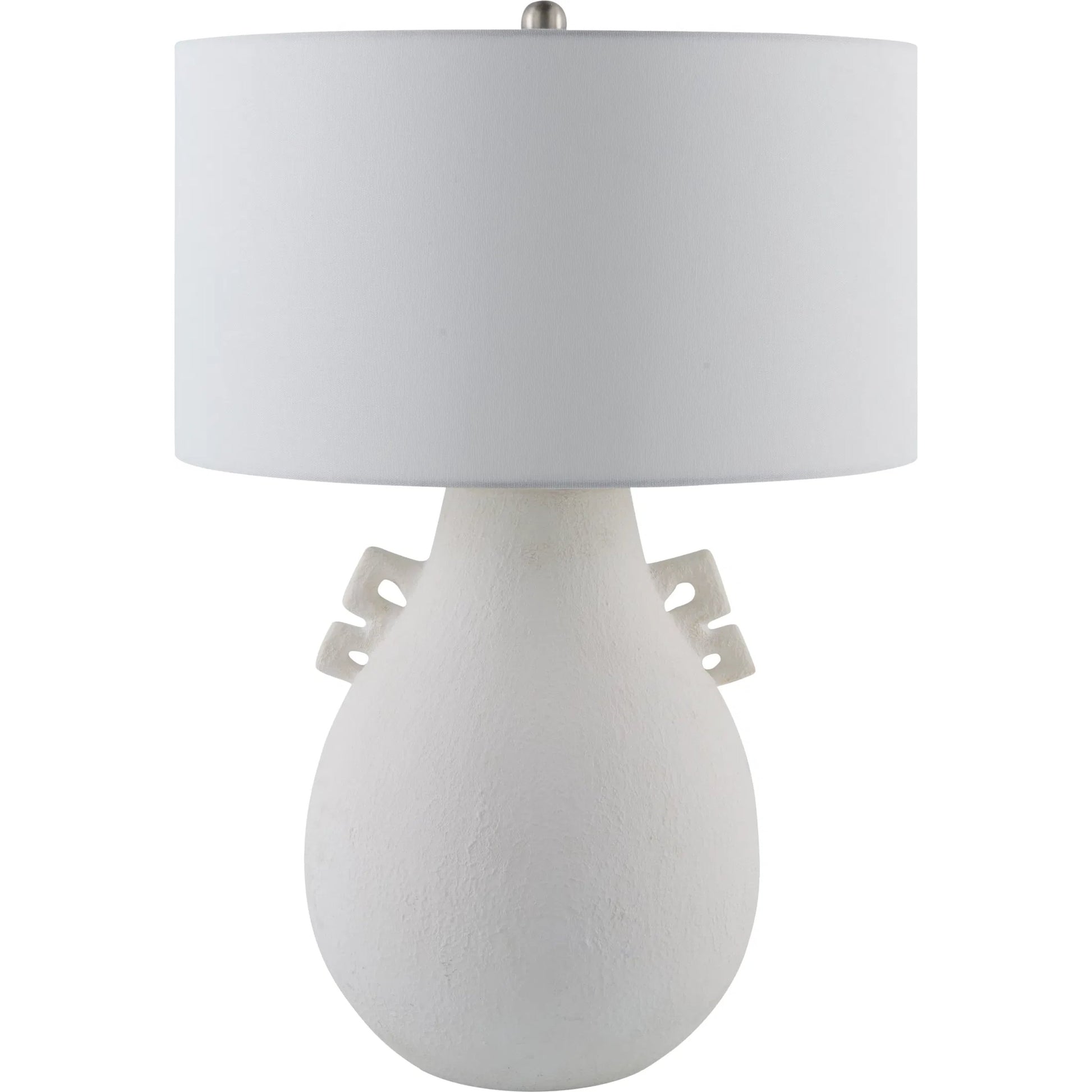 Ussel Accent Table Lamp by Surya in translucent, metallic nickel, white, cream and glazedplated. Made from ceramic, linen, iron in a modern style.
