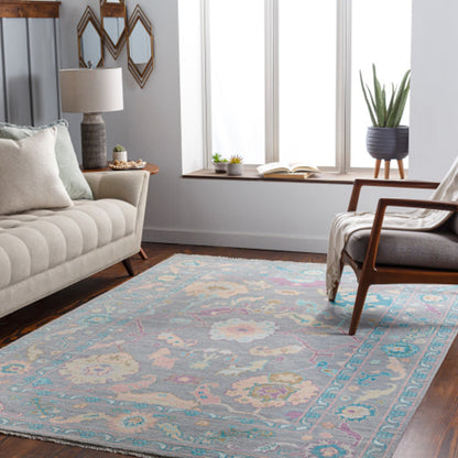 Ushak Rug - 26652 by Surya in wheat, light pink, blue, light blue, mauve, gray. Made from 100% wool in a unique style.