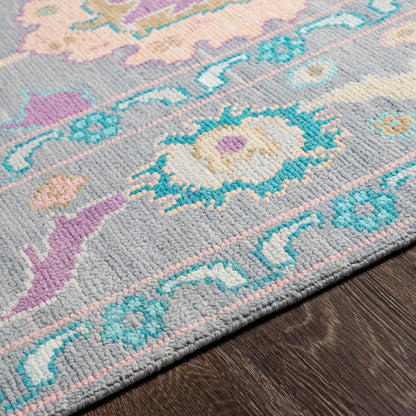 Ushak Rug - 26652 by Surya in wheat, light pink, blue, light blue, mauve, gray. Made from 100% wool in a unique style.