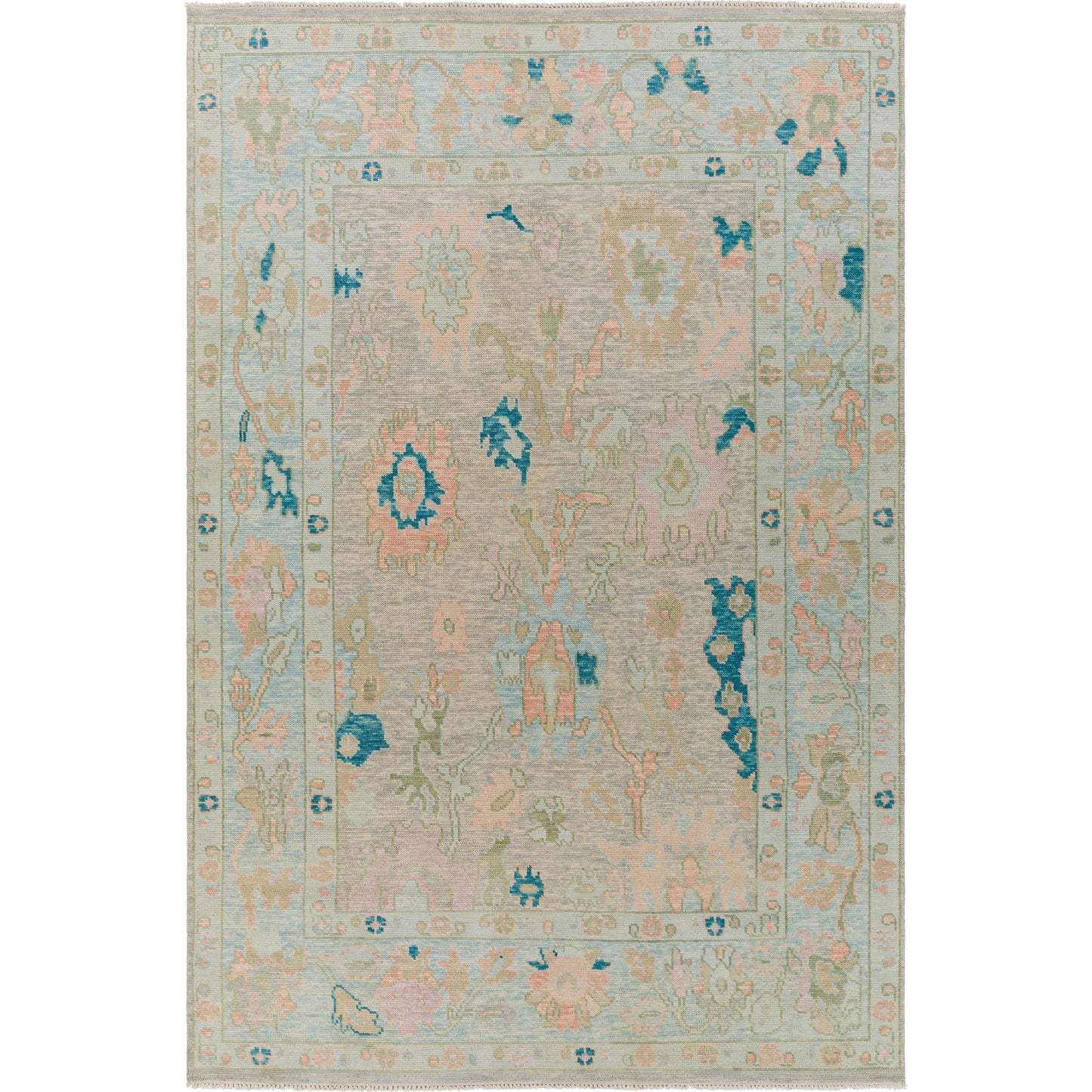 001 SI-1892876,SI-1892877 | Primary Silo | Ushak Rug - 26655 by Surya in light pink, blue, light beige, ice blue, light green. Made from unique in a unique style.