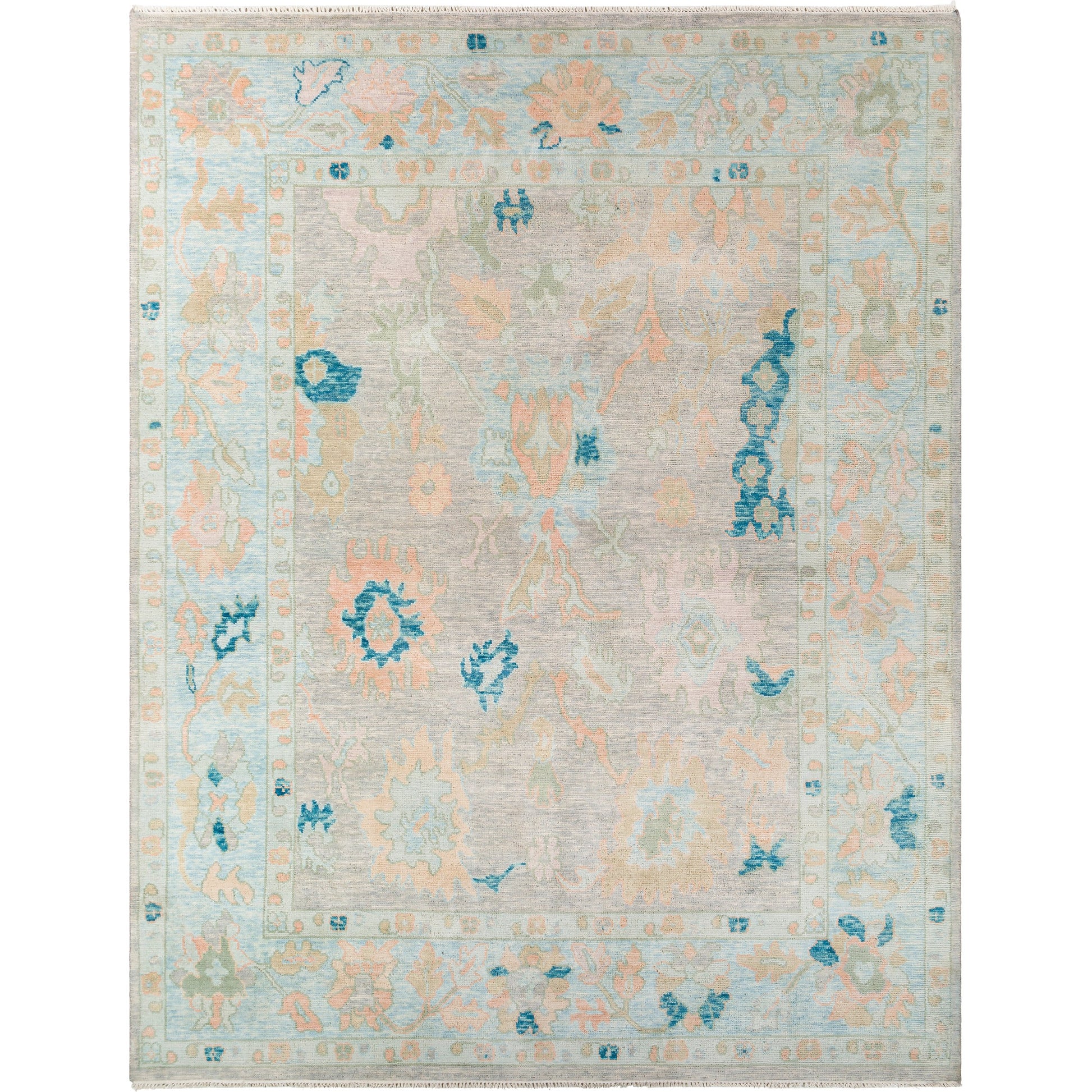 Ushak Rug - 26655 by Surya in light pink, blue, light beige, ice blue, light green. Made from unique in a unique style.