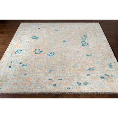 Ushak Rug - 26655 by Surya in light pink, blue, light beige, ice blue, light green. Made from unique in a unique style.