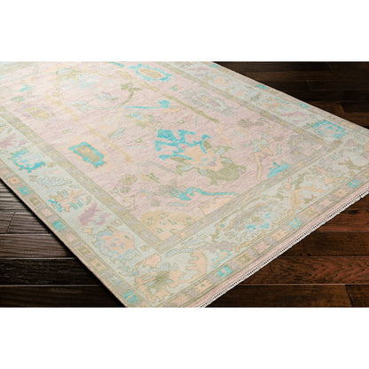 Ushak Rug - 26649 by Surya in light blue, blush, lilac, sage, ice blue. Made from 100% wool in a unique style.