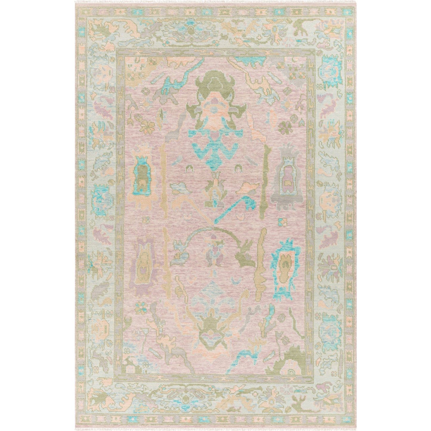 000 SI-1892864,SI-1892865 | Primary Silo | Ushak USK-2302 Rug by Surya in light blue, blush, lilac, sage, ice blue. Made from 100% wool in a unique style.