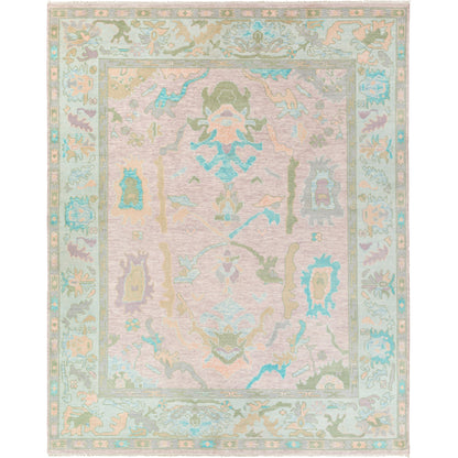 Ushak Rug - 26649 by Surya in light blue, blush, lilac, sage, ice blue. Made from 100% wool in a unique style.