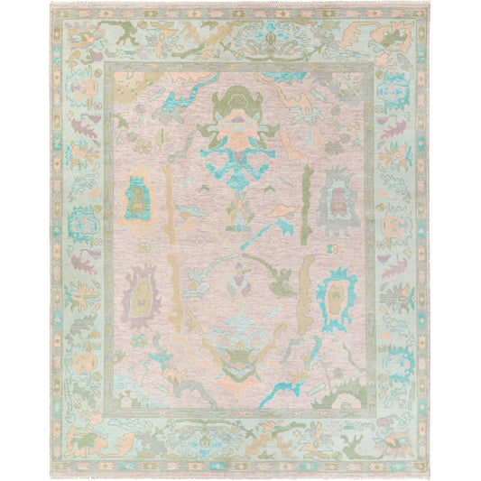 Ushak Rug - 26649 by Surya in light blue, blush. Made from 100% wool in a unique style.