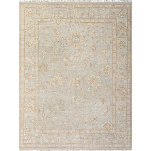 Ushak Rug - 495626 by Surya in ash, khaki. Made from face: 100% wool, warp: 65% cotton, 35% polyester in a unique style.