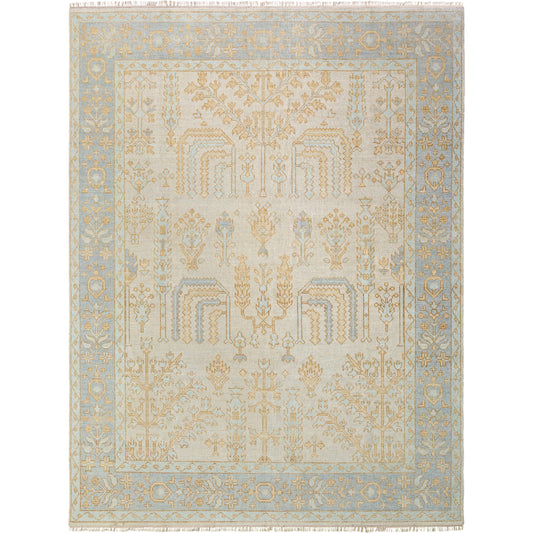 Ushak Rug - 495635 by Surya in ash, khaki, sterling grey. Made from face: 100% wool, warp: 65% cotton, 35% polyester in a unique style.