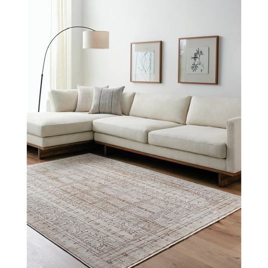 Usonia Rug - 500407 by Livabliss in white, gray, brown. Made from face: 100% polyester, warp: 100% cotton in a unique style.
