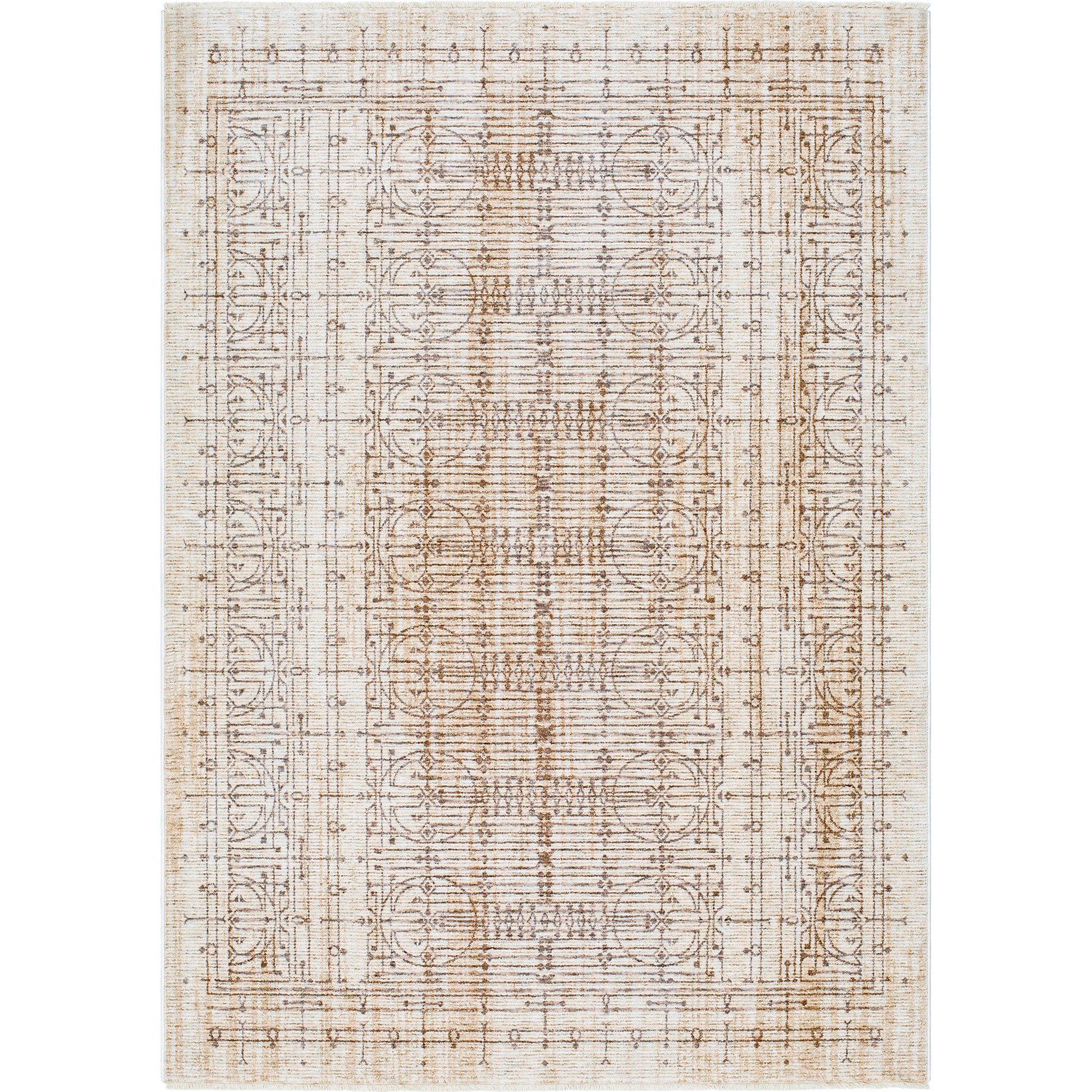 Usonia USO-2304 Rug by Livabliss in white, gray, brown. Made from face: 100% polyester, warp: 100% cotton in a unique style.
