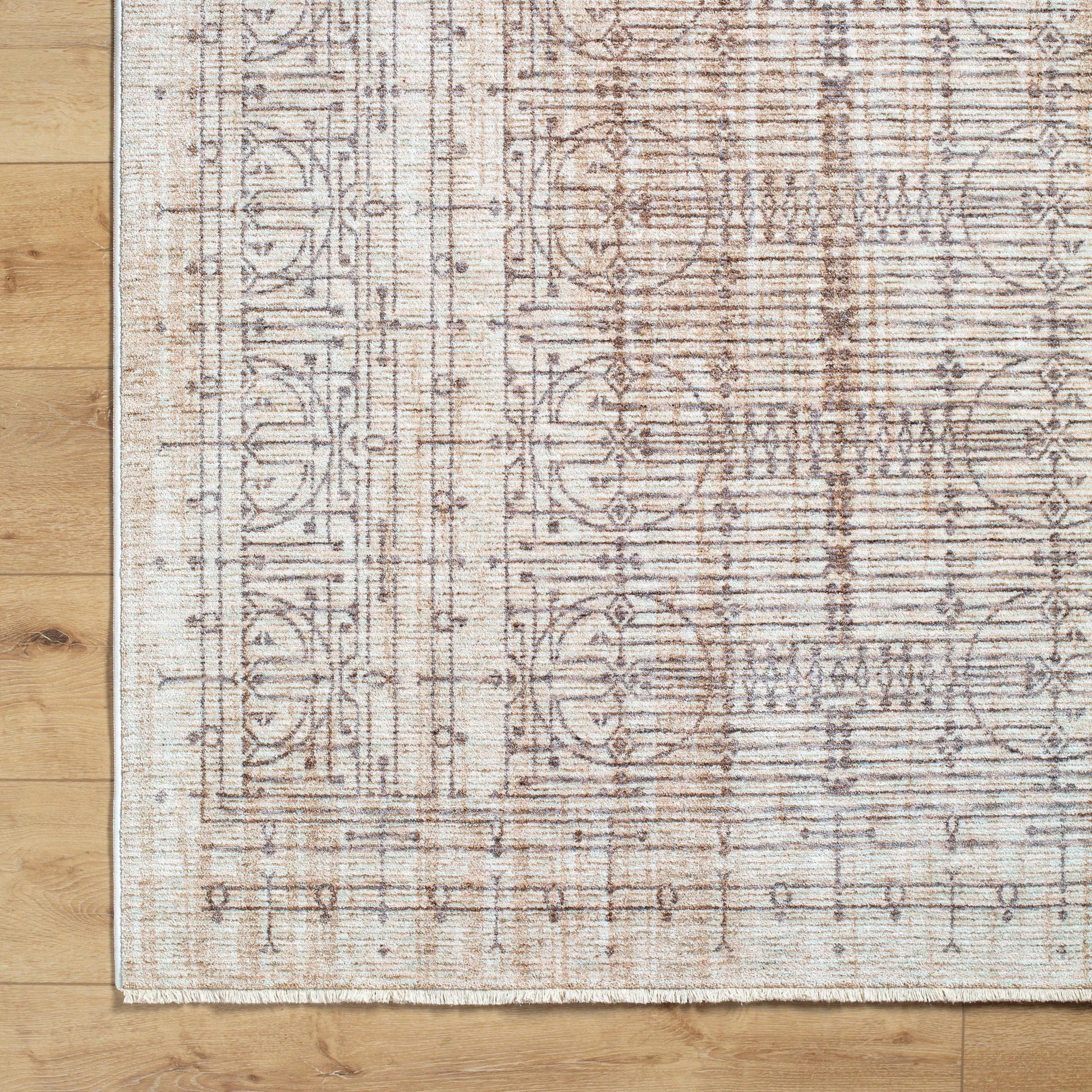 Usonia USO-2304 Rug by Livabliss in white, gray, brown. Made from face: 100% polyester, warp: 100% cotton in a unique style.