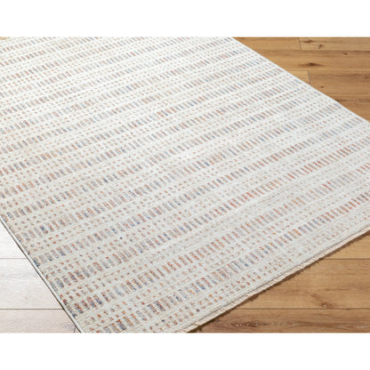 Usonia USO-2308 Rug by Livabliss in white, brown, gray, dark blue, rust. Made from face: 100% polyester, warp: 100% cotton in a unique style.