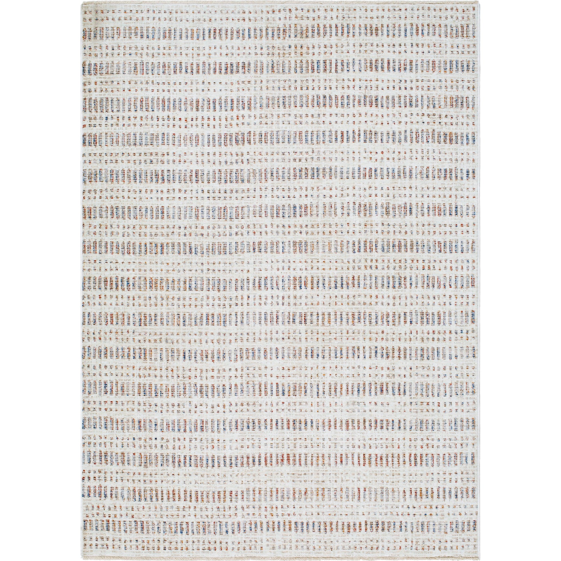 Usonia USO-2308 Rug by Livabliss in white, brown, gray, dark blue, rust. Made from face: 100% polyester, warp: 100% cotton in a unique style.