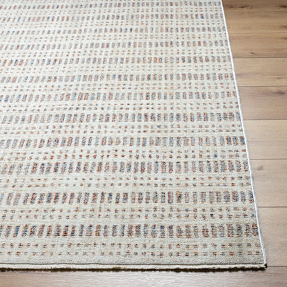 Usonia USO-2308 Rug by Livabliss in white, brown, gray, dark blue, rust. Made from face: 100% polyester, warp: 100% cotton in a unique style.