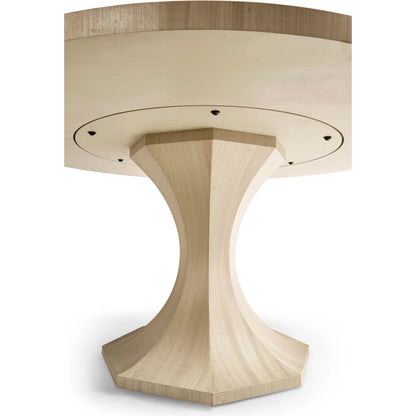 Tidepool Round Dining Table by Jonathan Charles in beige and natural dyed koto. Made from koto veneer in a modern style.