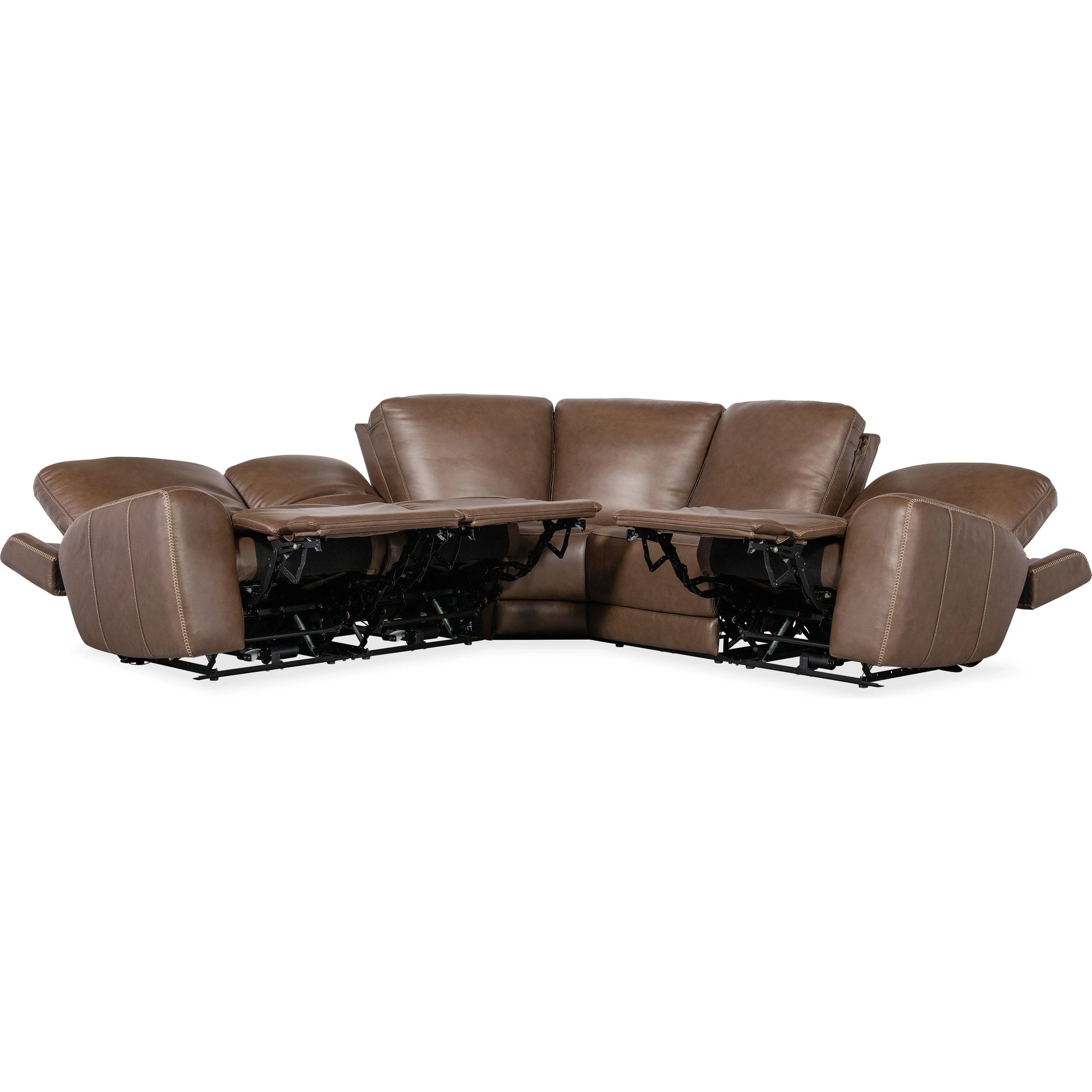 Torres 5 Piece Sectional by Hooker Furniture in sorrento mocha. Made from leather, sorrento mocha (semi-aniline top grain with splits) in a traditional style.