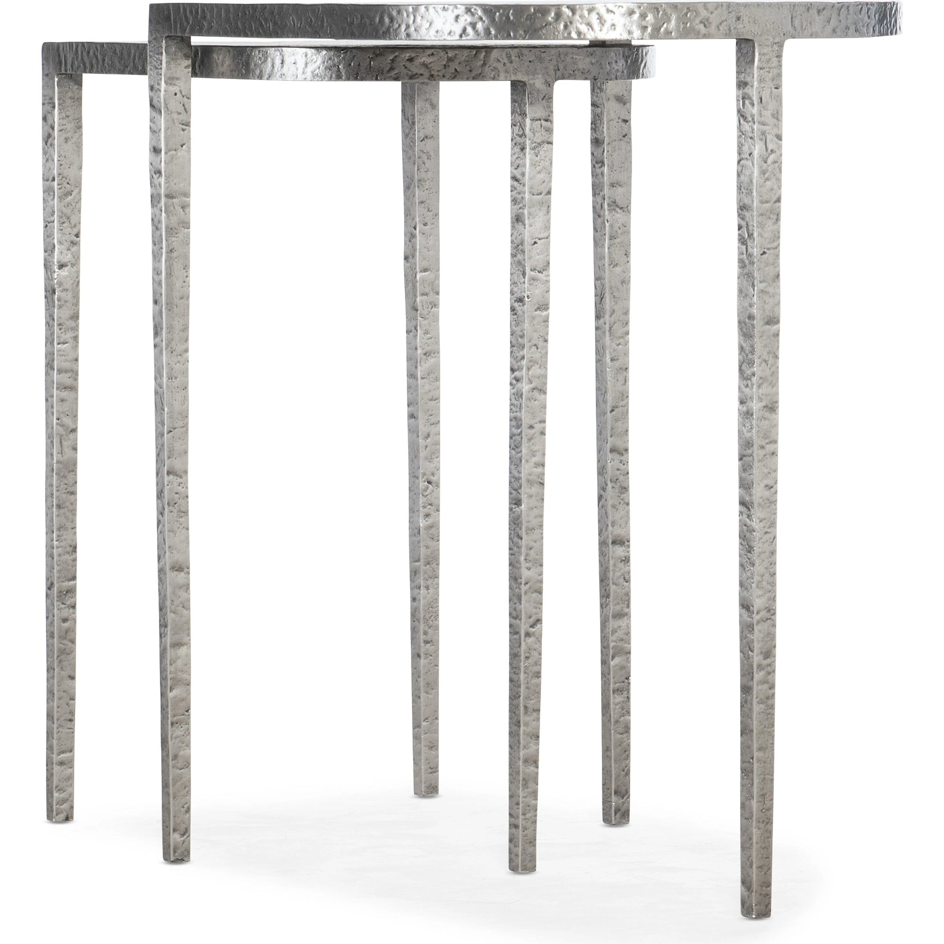 Chapman Nesting Tables by Hooker Furniture in pewter. Made from metal in a modern style.