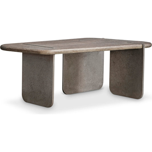 Melba Side Table by Bernhardt in graphite, puma. Made from wood, metal in a rustic style.
