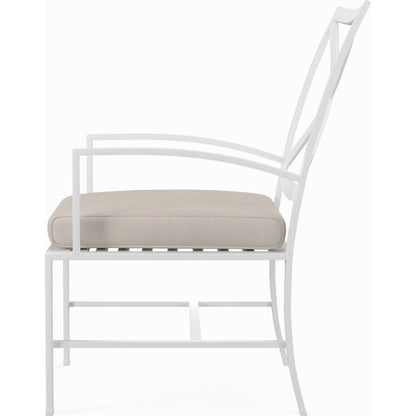 Bristol Outdoor Swivel Dining Chair in Canvas Flax w/ Self Welt by Sunset West. Made from aluminum in a modern style.