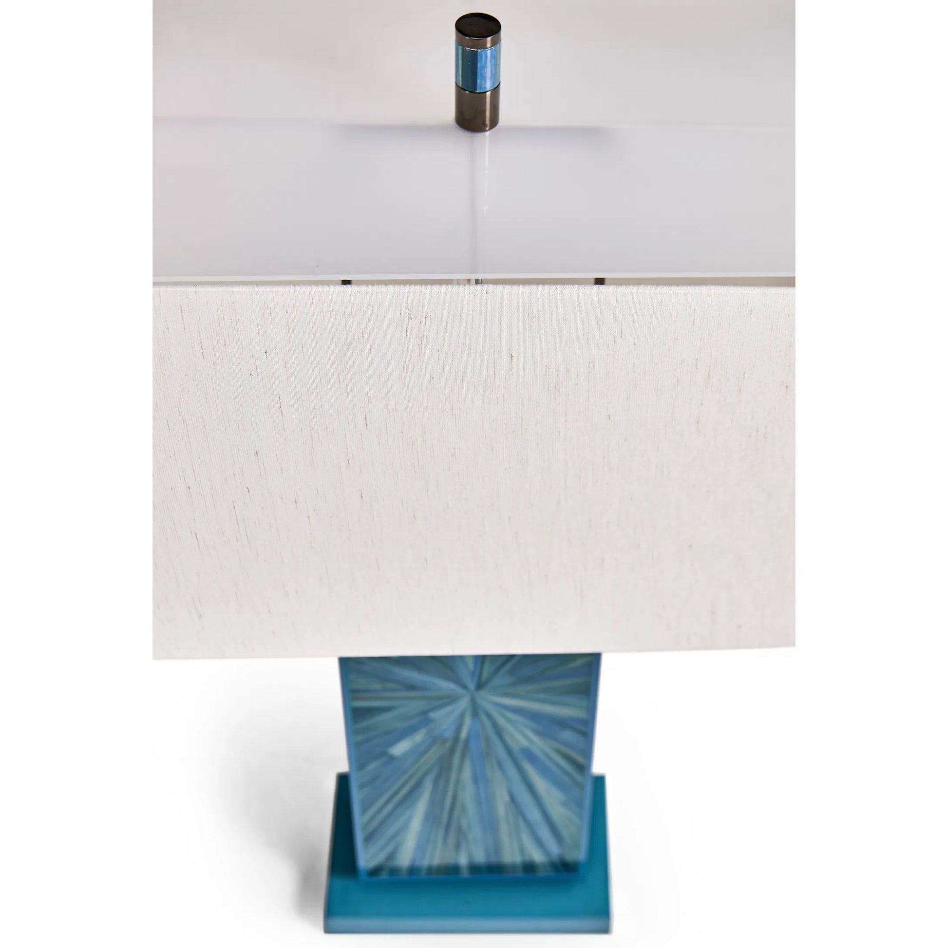 Sapphire Vertical Table Lamp by Jonathan Charles in azure blue straw. Made from main straw in a unique style.