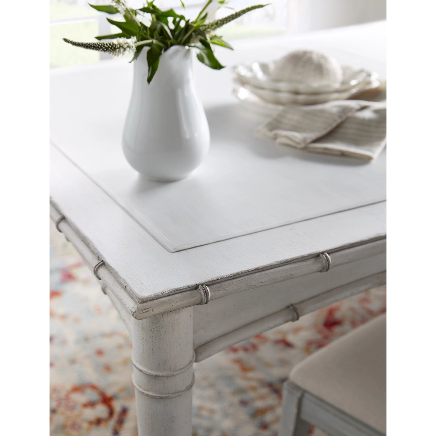 006 SI-2133609 | Lifestyle | Charleston Rectangle Dining Table by Hooker Furniture in white heron. Made from wood, resin, solid wood edge top in a transitional style.