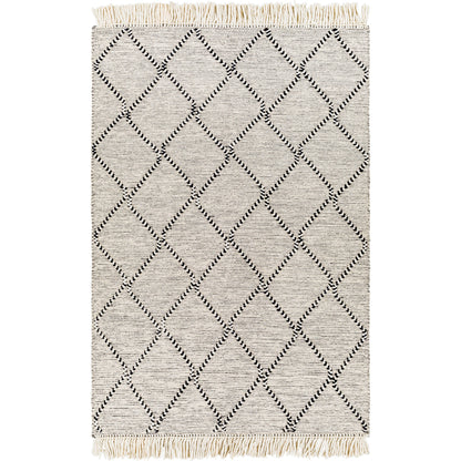 Uttar UTT-2301 Rug by Surya in black, cream. Made from 70% wool, 30% polyester in a unique style.