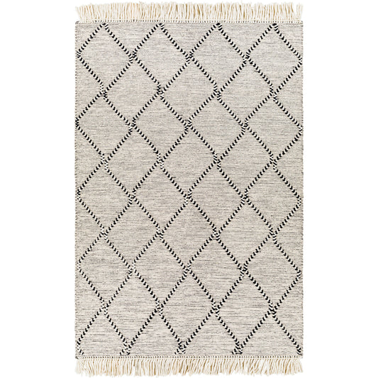 Uttar Rug - 29317 by Surya in black, cream. Made from 70% wool, 30% polyester in a unique style.