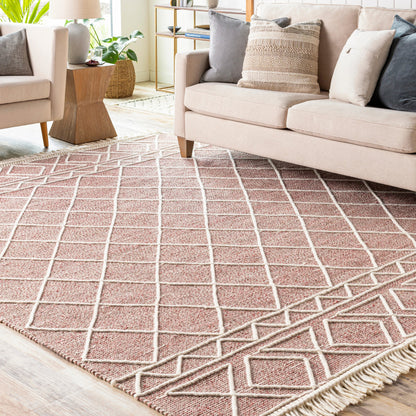 Uttar UTT-2305 Rug by Surya in burgandy, dusty pink, cream. Made from 70% wool, 30% polyester in a unique style.