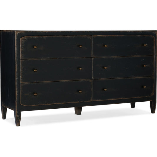 Ciao Bella Dresser by Hooker Furniture. Made from maple veneer, cedar, felt panel, jewelry tray, solid-wood edge top in a traditional style.