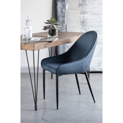 Lapis Dining Chair (Set of 2) by Moe's Home Collection in blue. Made from 100% polyester upholstery, metal legs, high density foam in a modern style.