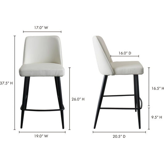 Emelia Counterstool by Moe's Home Collection in ivory. Made from upholstery: polyurethane, metal frame, foam, plywood in a modern style.