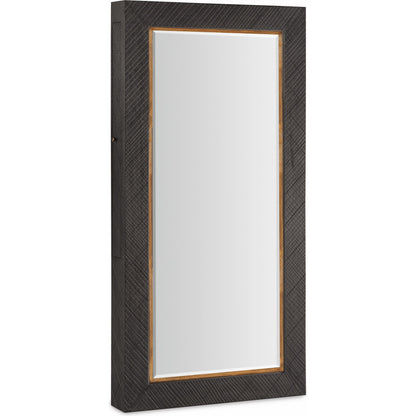 Big Sky Floor Mirror by Hooker Furniture in furrowed bark. Made from wood, resin, mirror, felt in a modern style.