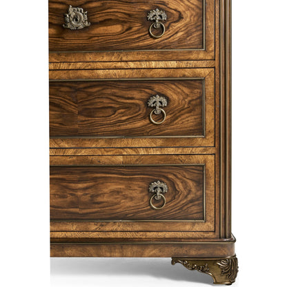 Viceroy Dresser by Jonathan Charles in brown and santos brown, antique brass. Made from mahogany, cerejeira veneers, santos rosewood crown veneers, brass in a traditional style.