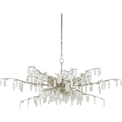 Forest Dawn Chandelier by Currey and Company. Made from wrought iron, crystal in a eclectic & global style.