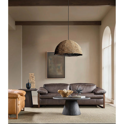 Jericho Power Sofa with Power Headrest by Hooker Furniture in dark wood. Made from leather in a traditional style.