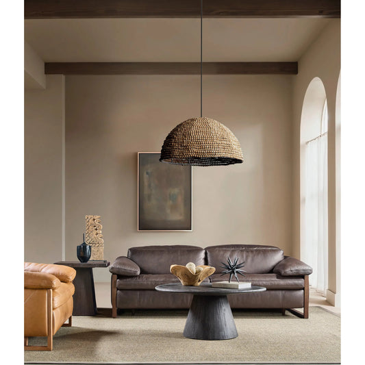 Jericho Power Sofa with Power Headrest by Hooker Furniture in dark wood. Made from leather in a traditional style.