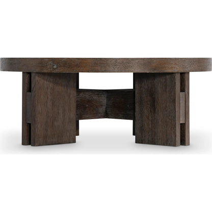 Outline Round Cocktail Table by Bernhardt in cassel. Made from wood in a transitional style.