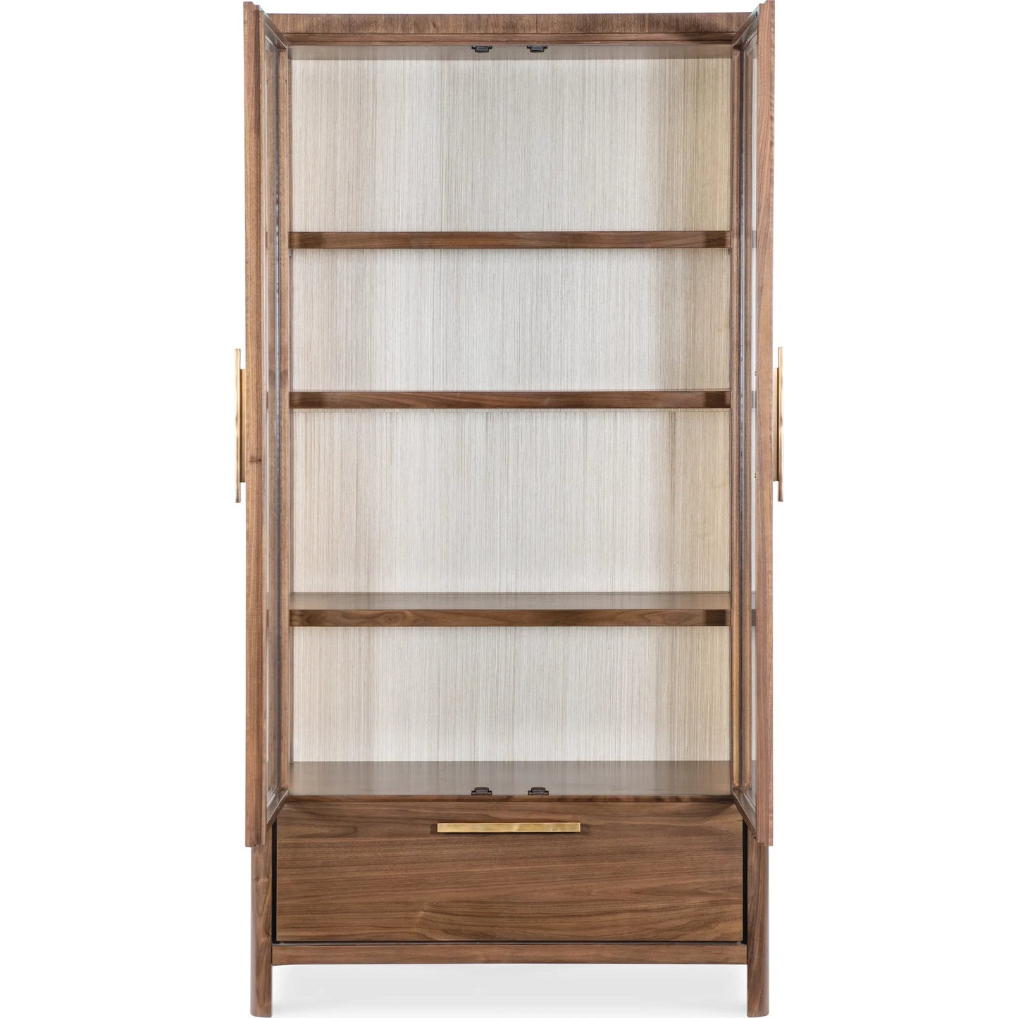 004 SI-2458571 | Additional Silo | Eleana Display Cabinet by Hooker Furniture in light caramel, quartered walnut veneers. Made from walnut veneers, glass, wall cover in a traditional style.