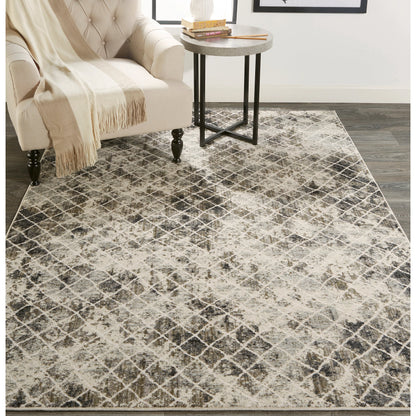 Kano Transitional Diamond Rug - 3873F by Feizy in ivory, gray, taupe. Made from polypropylene, polyester in a unique style.