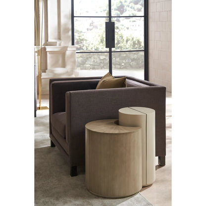 Duality Accent End Table by Caracole in ivory, gold and ivory craze, dry martini, brushed gold paint. Made from poplar, koto in a transitional style.