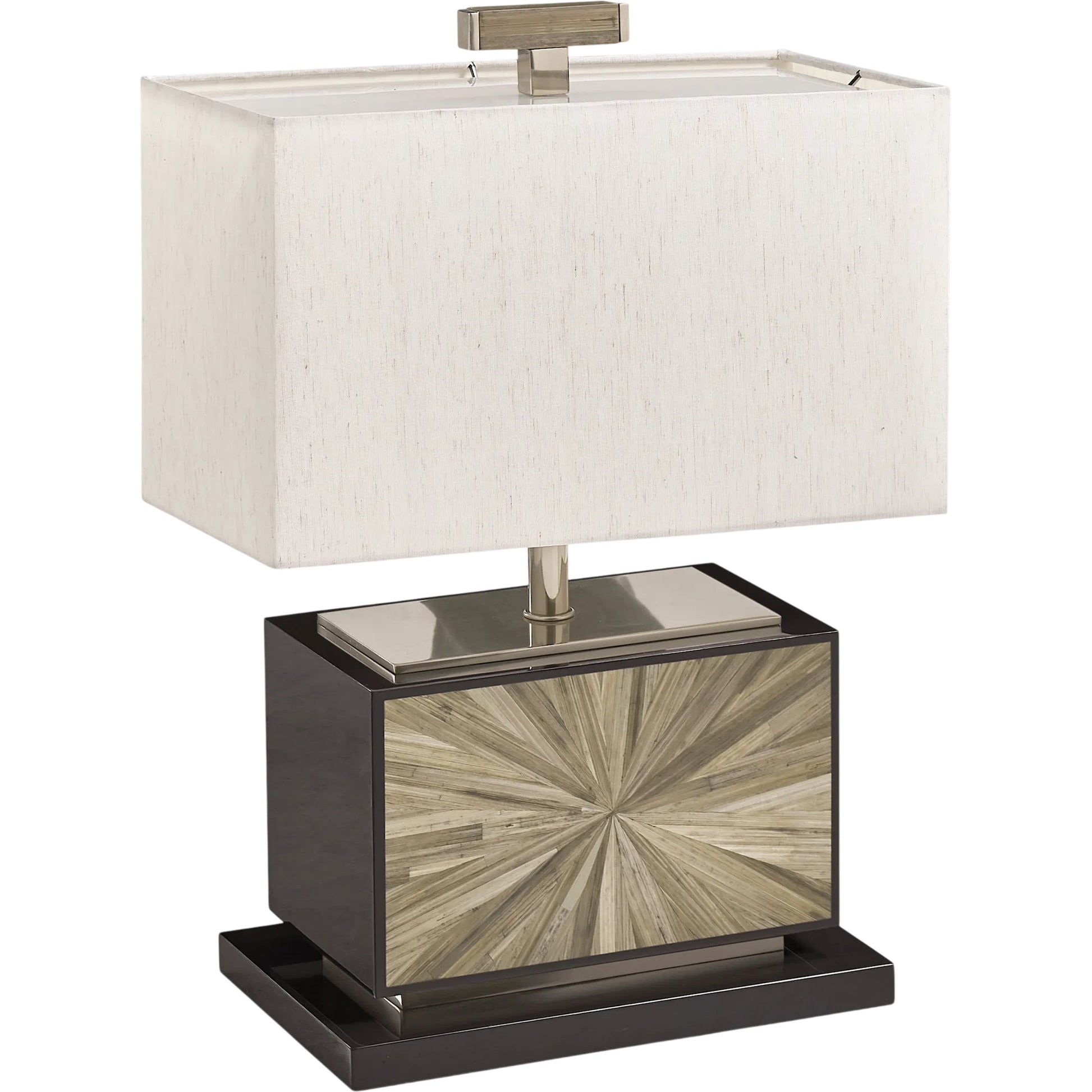 Terra Horizontal Table Lamp by Jonathan Charles in natural straw. Made from main straw in a unique style.