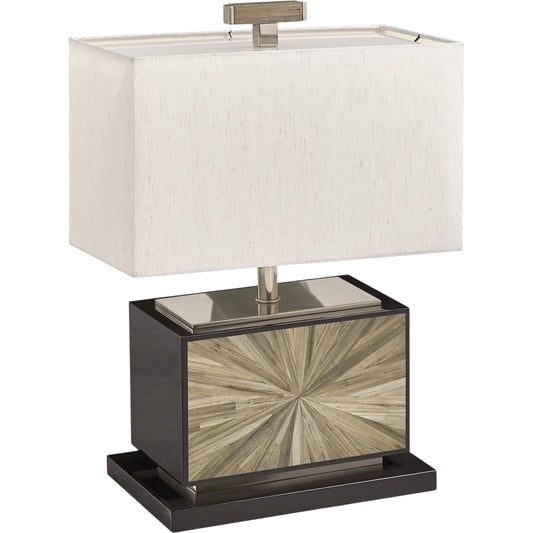 Terra Horizontal Table Lamp by Jonathan Charles in natural straw. Made from main straw in a unique style.
