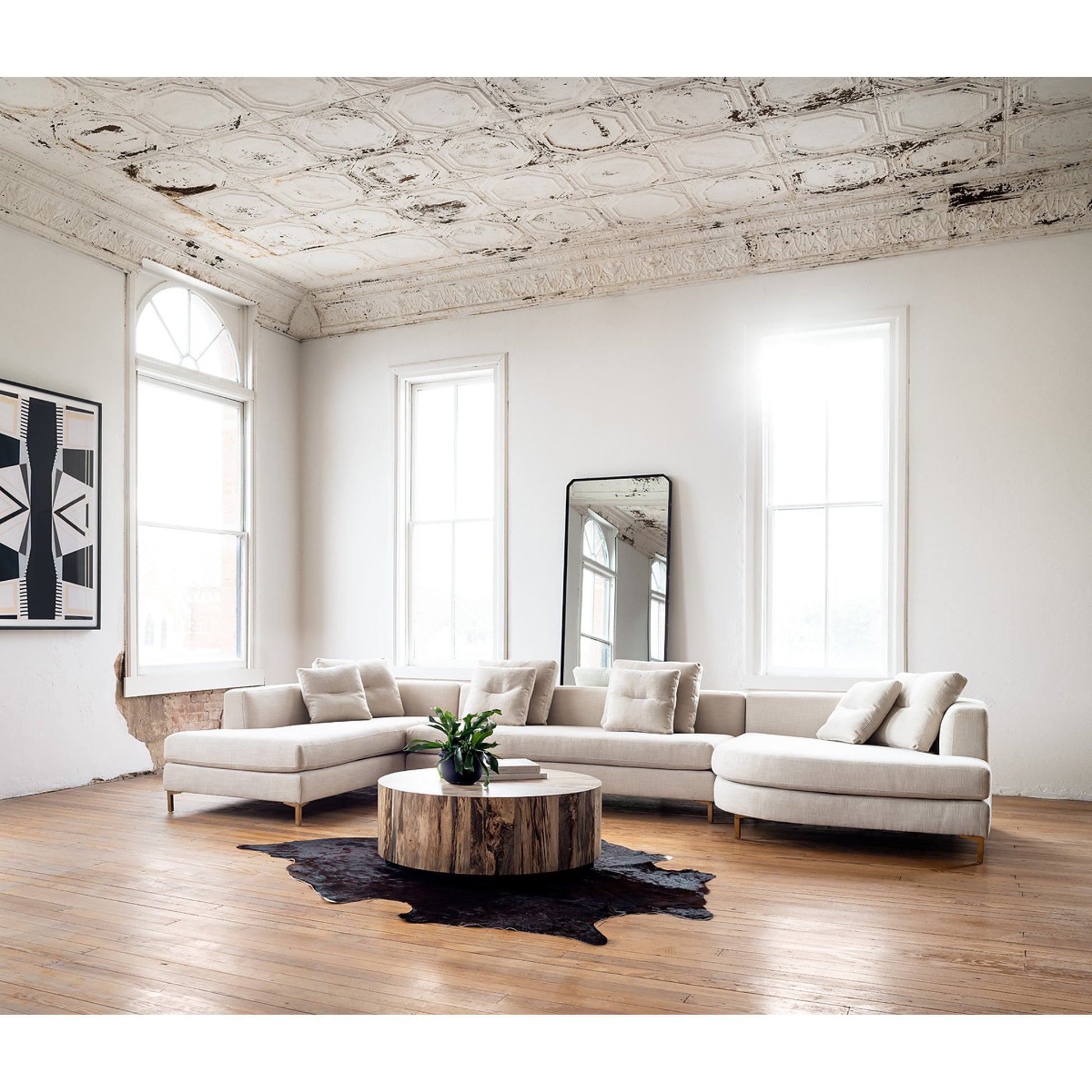 Hudson Round Coffee Table by Four Hands. Made from unique in a cottage & farmhouse style.
