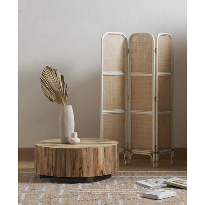 Hudson Round Coffee Table by Four Hands. Made from unique in a cottage & farmhouse style.