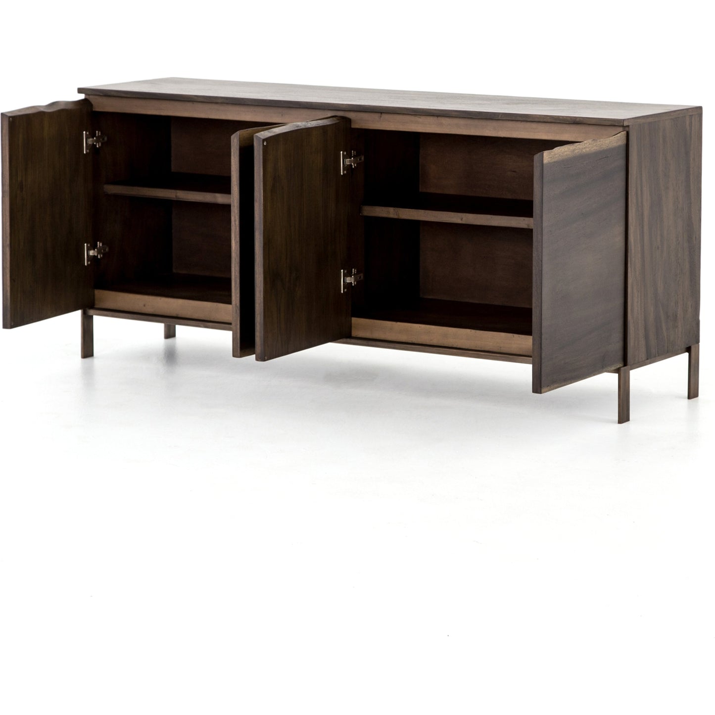 004 SR-369117 | Additional Silo | Live Edge Sideboard by Four Hands in bronzed iron, smoked saman. Made from thick saman veneer, iron in a eclectic & global style.