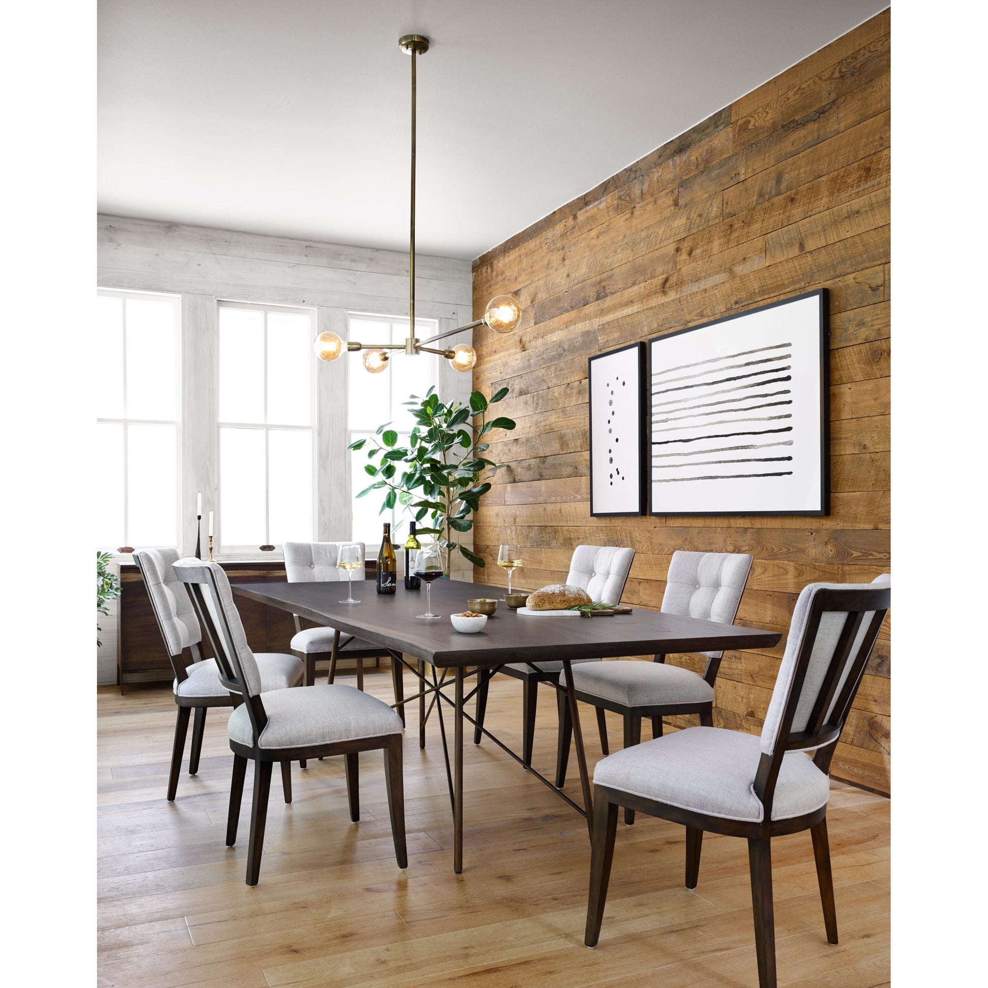 Live Edge Sideboard by Four Hands in bronzed iron, smoked saman. Made from thick saman veneer, iron in a eclectic & global style.