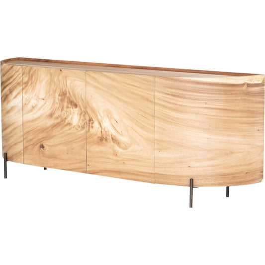 Lunas Sideboard by Four Hands. Made from thick guanacaste veneer, iron, engineered hardwood in a rustic style.