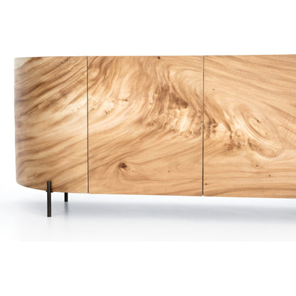 Lunas Sideboard by Four Hands. Made from thick guanacaste veneer, iron, engineered hardwood in a rustic style.