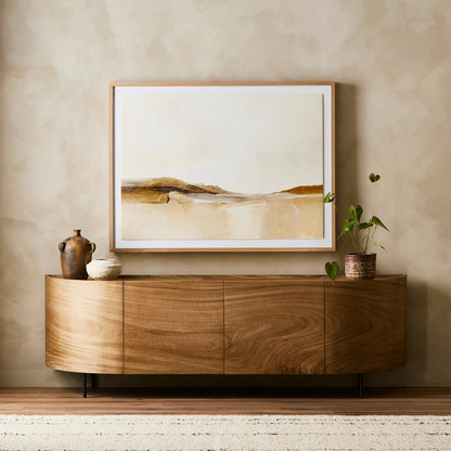 Lunas Sideboard by Four Hands. Made from thick guanacaste veneer, iron, engineered hardwood in a rustic style.